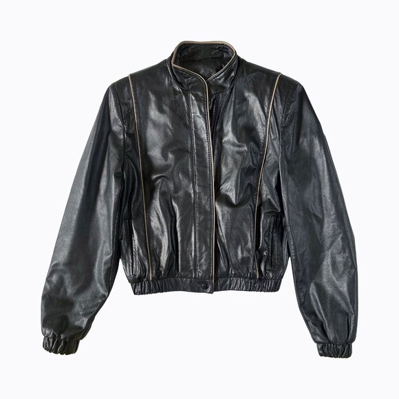Vintage Gary Gordon Black Leather Jacket Sz XS/S Moto Y2K 90s Western Goth Biker - Picture 2 of 10